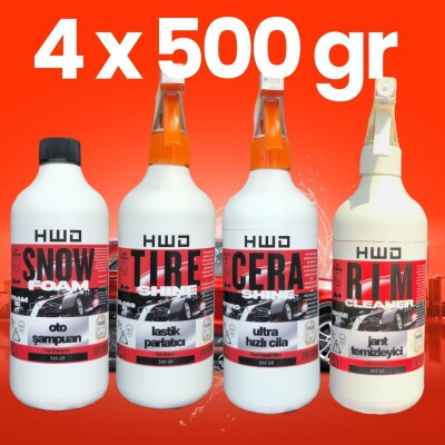 Hardwax Hwd Series 4 x 500 gr Fırsat Seti Snow Foam+Cera Shine+Tire Shine+Rim Cleaner